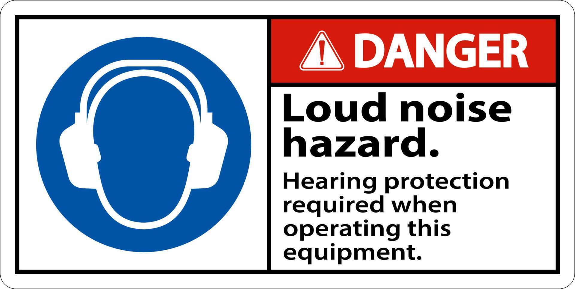 Danger Hearing Protection Required Sign On White Background 11125303
