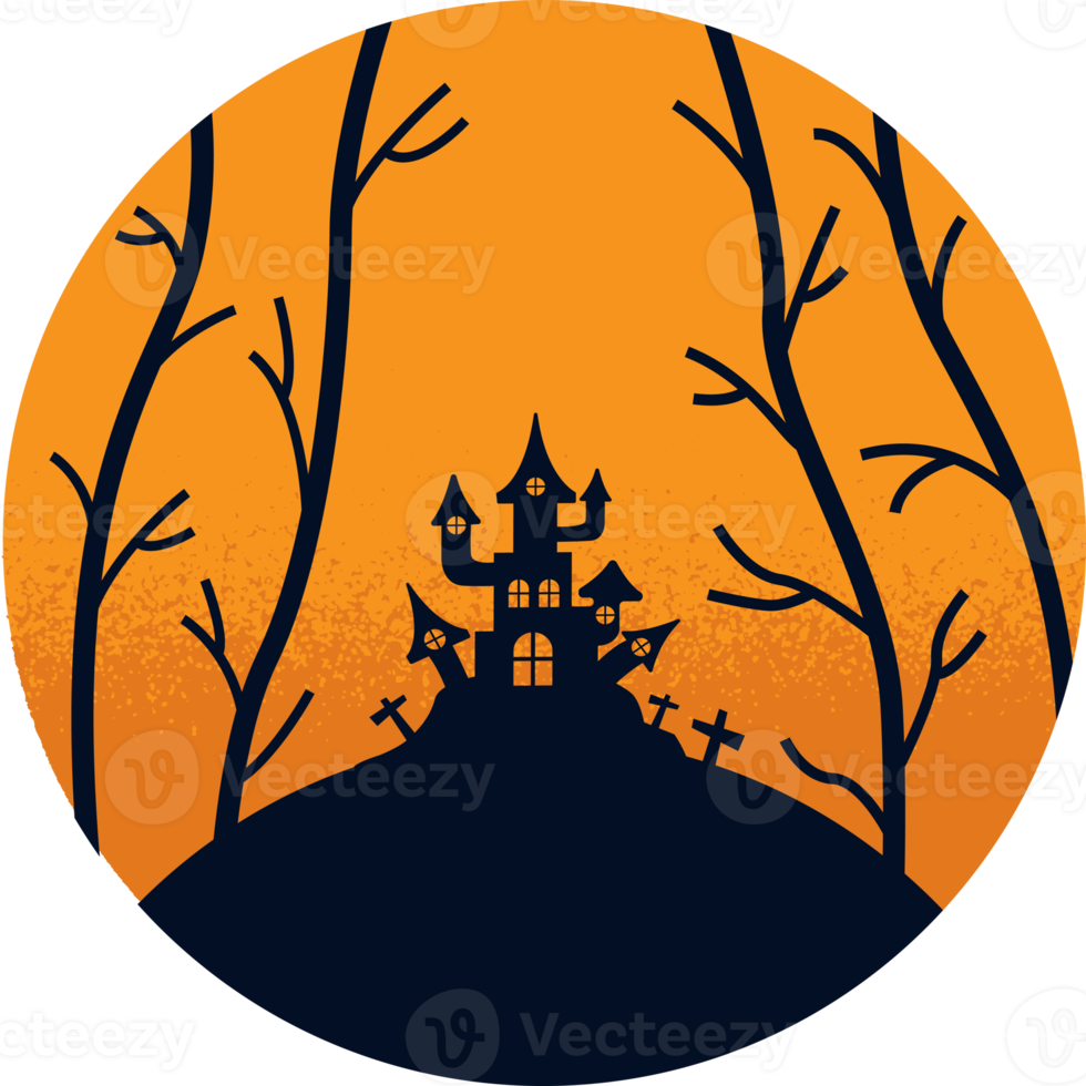 scary castle illustration png