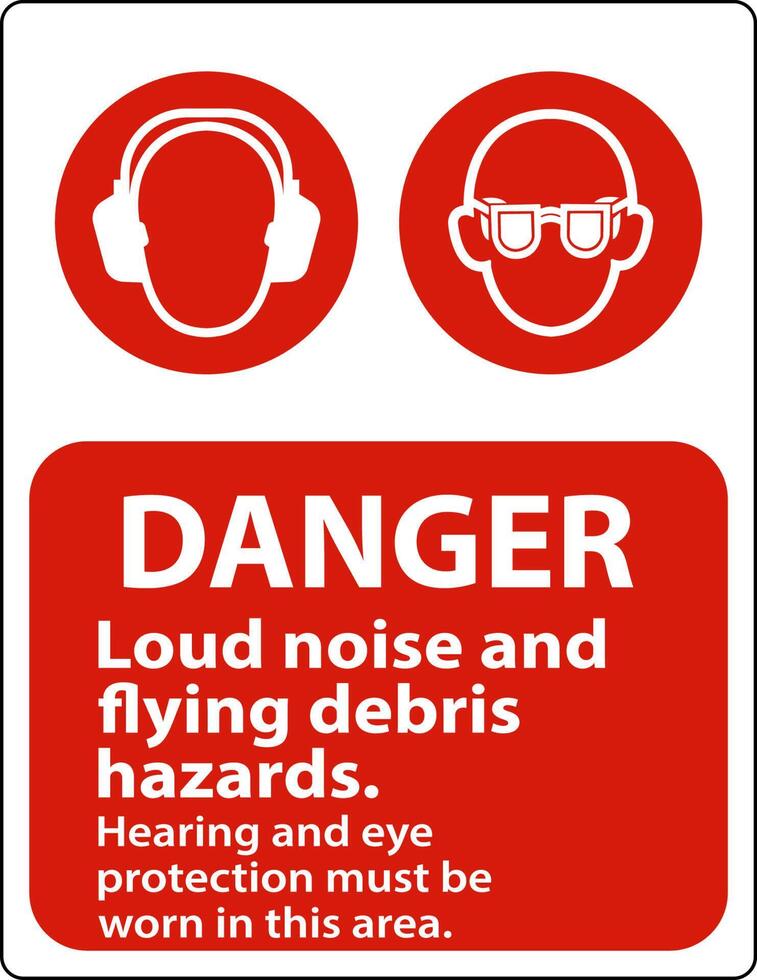 Danger Hearing and Eye Protection Sign On White Background vector