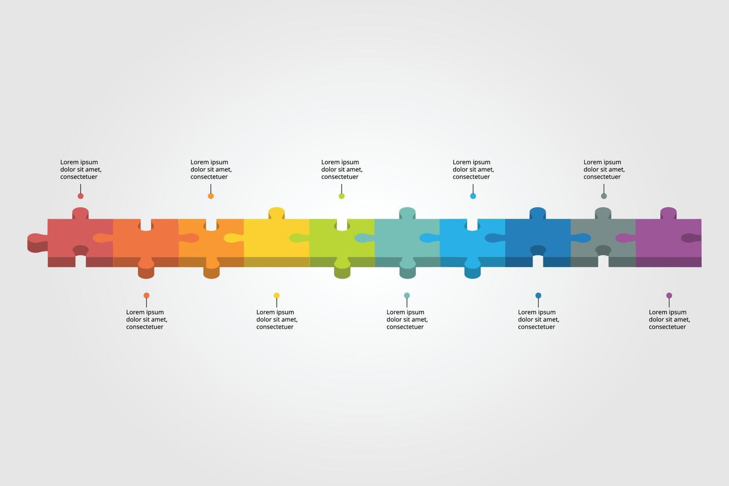 timeline jigsaw graph chart template for infographic for presentation for 10 element vector