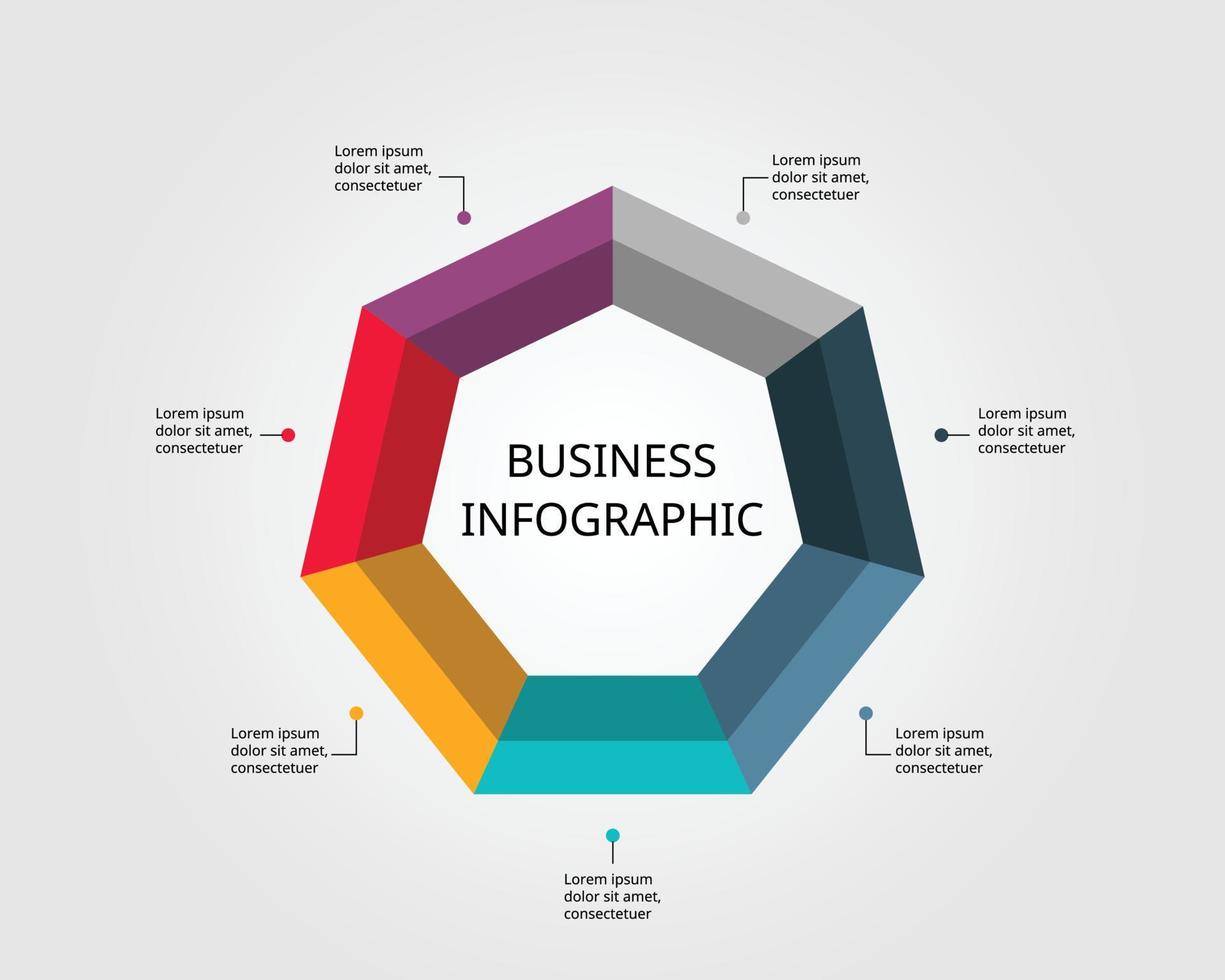 heptagon shape template for infographic for presentation for 7 element vector