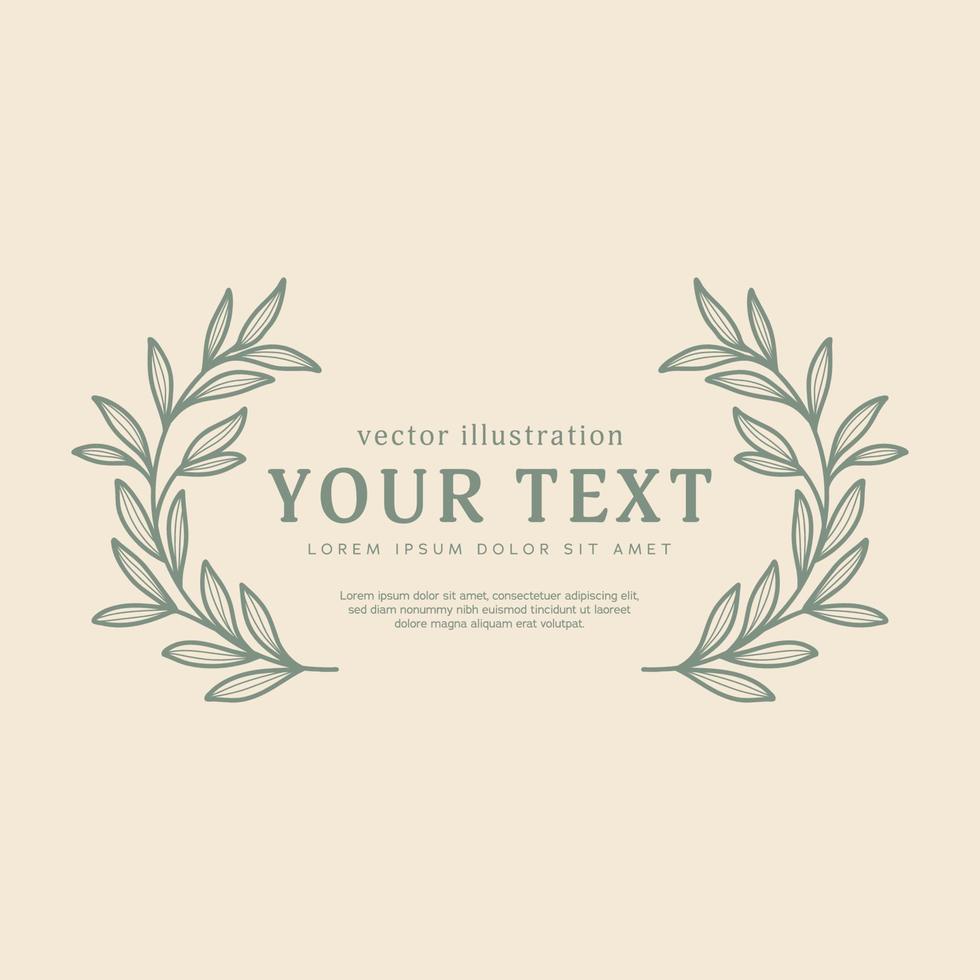 vintage rustic flower leaf branch wreath vector copy template frame