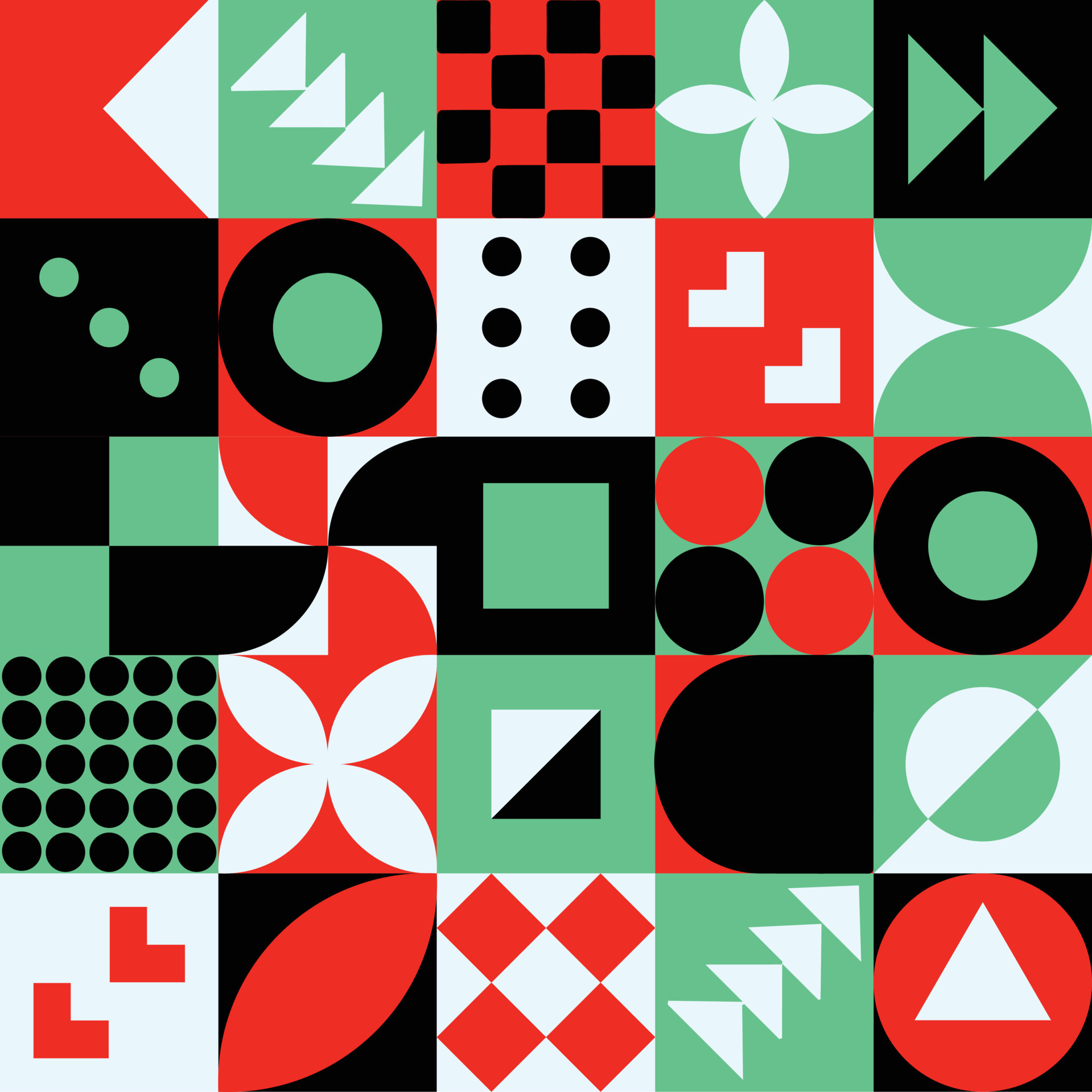 Abstract geometric Bauhaus pattern design. Vector circle, triangle and