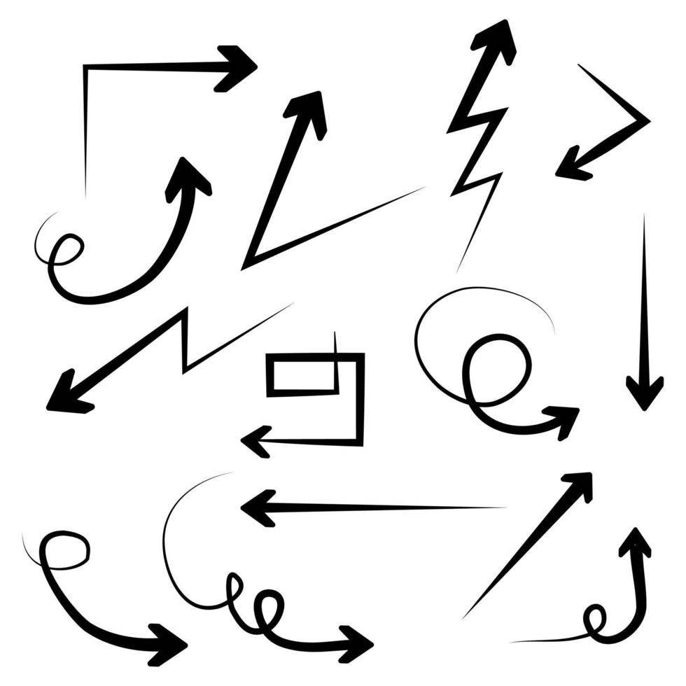 hand drawn Arrows icons Set. arrow icon with various directions. Doodle vector illustration. isolated on a white background