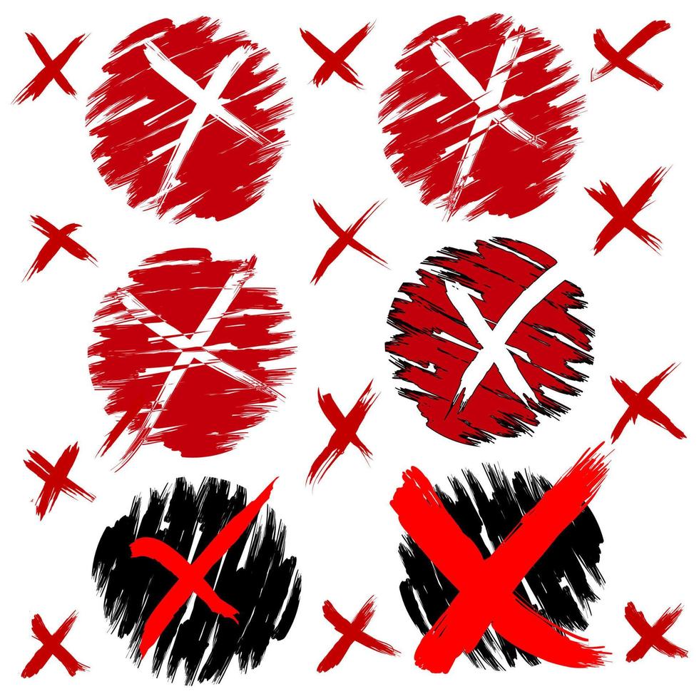 doodle set of wrong mark. X icon logo. vector illustration