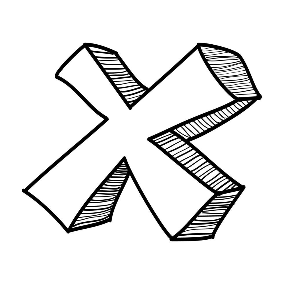 Hand drawn X icon. doodle of wrong sign or false mark. vector illustration