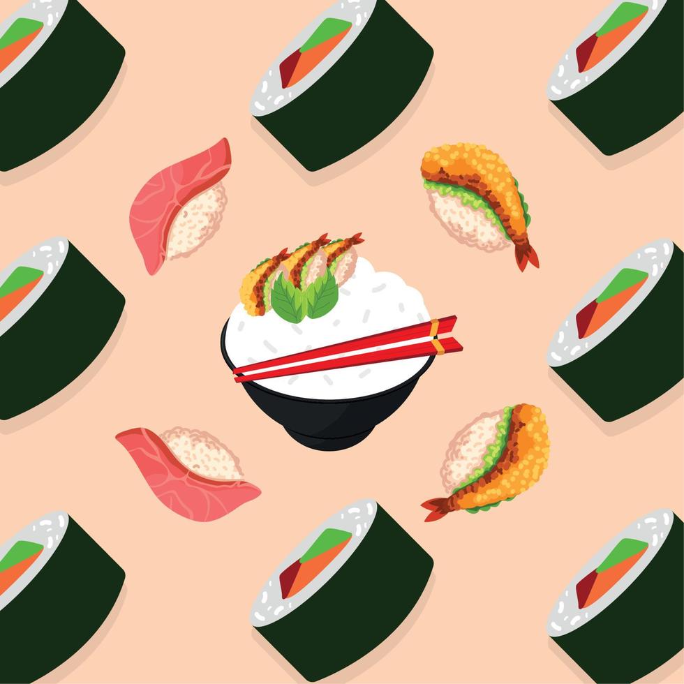 pattern japanese food style vector