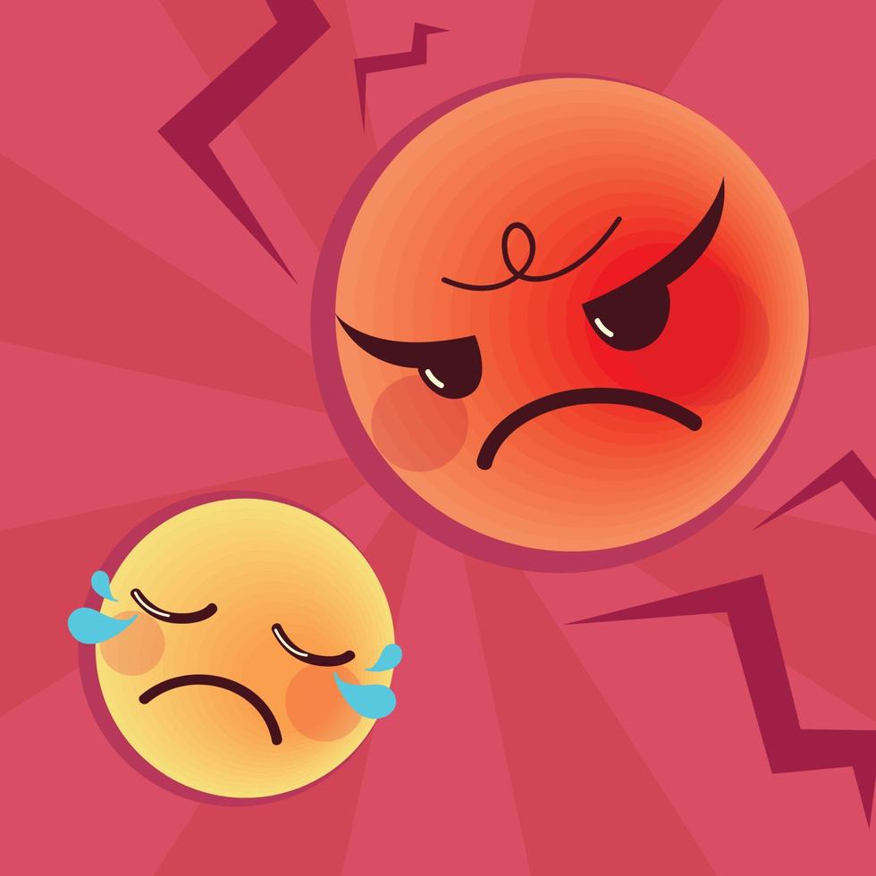 angry and crying emoji vector