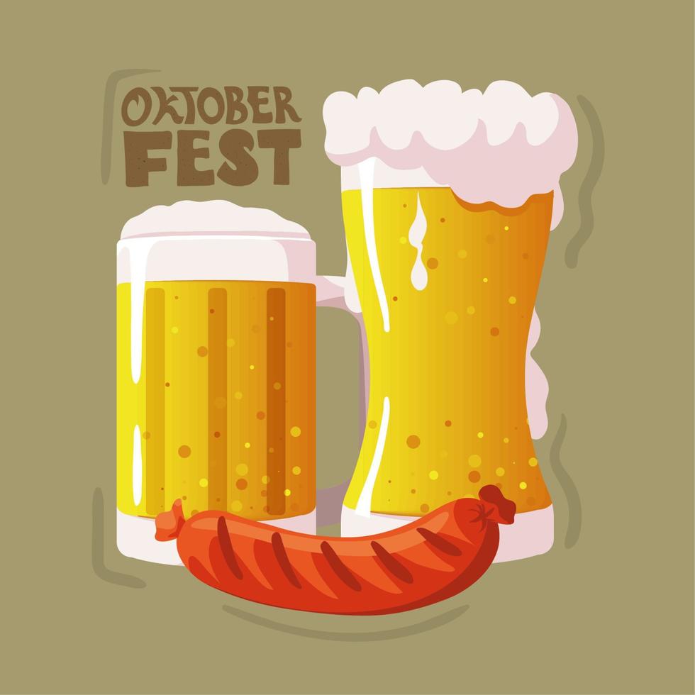 oktoberfest cervezas y comida vector