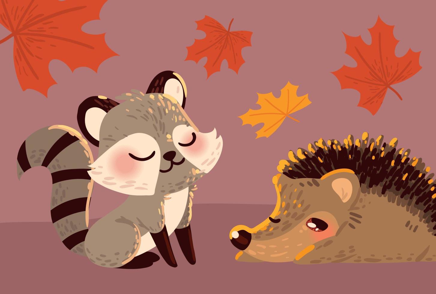 autumn animals foliage vector