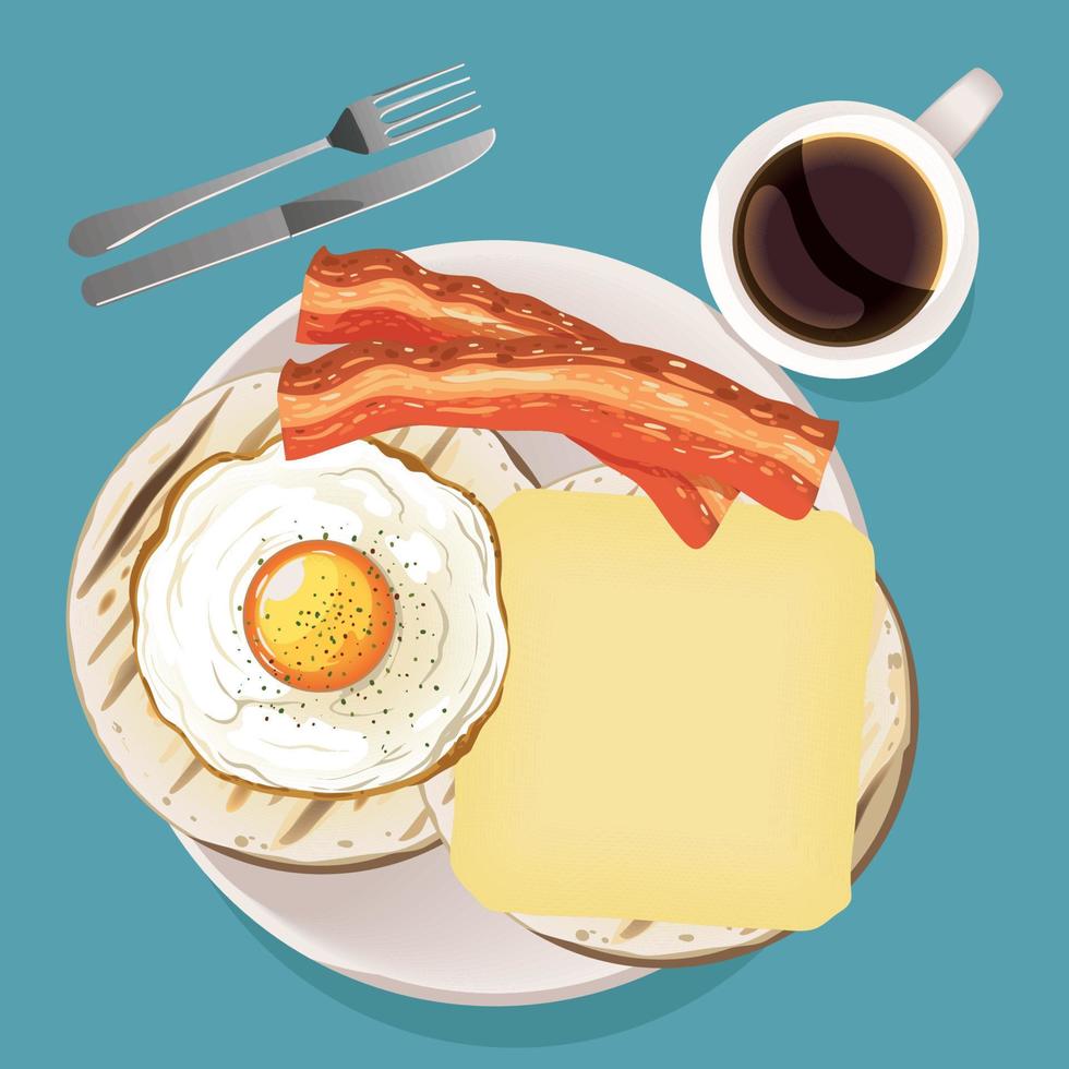 desayuno huevo y queso vector