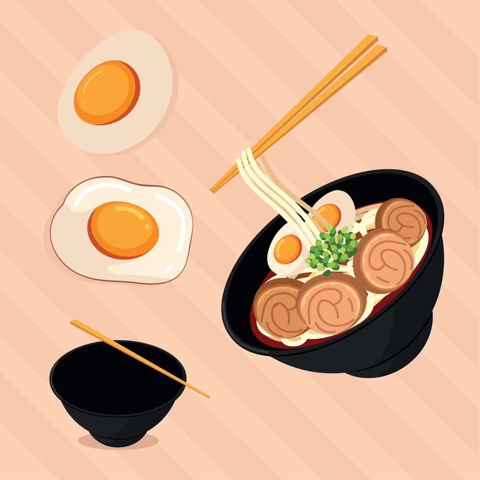 japanese food with chopsticks vector