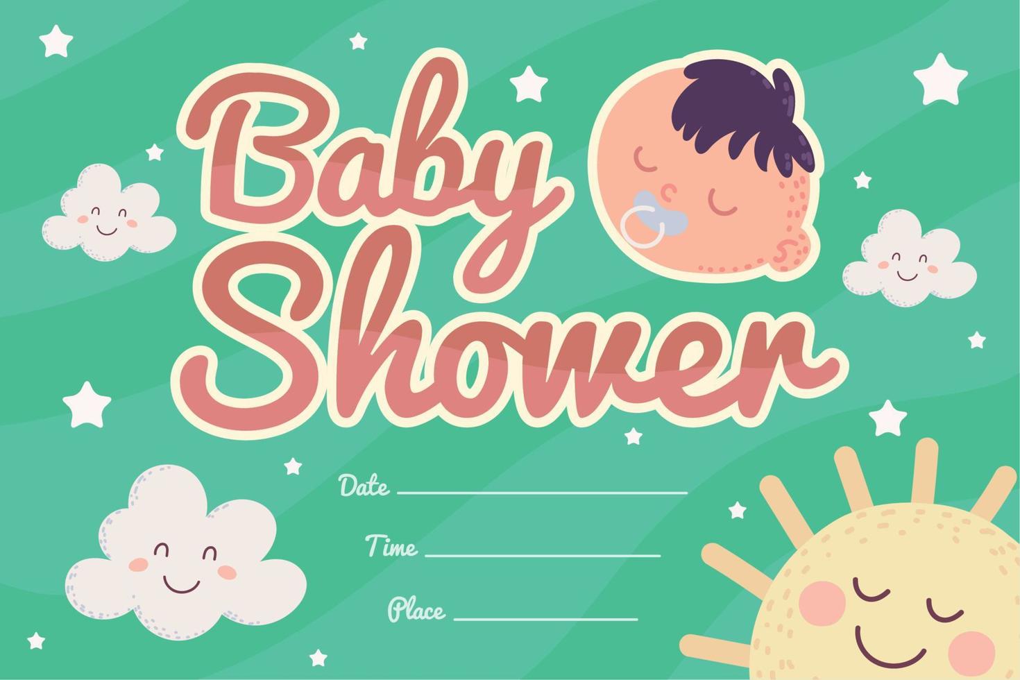 tarjeta de baby shower plana vector