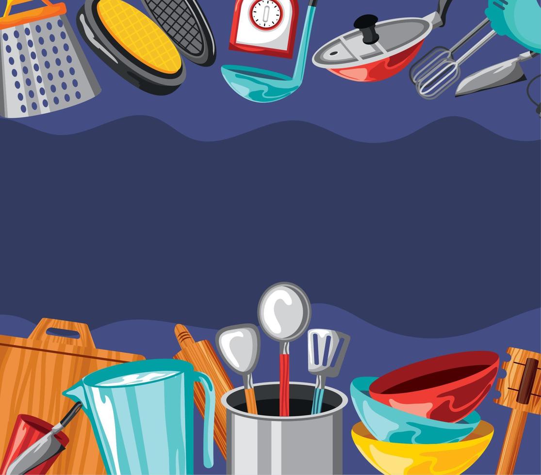kitchen utensils background vector