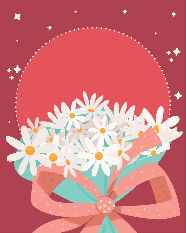 bouquet flowers and bow vector