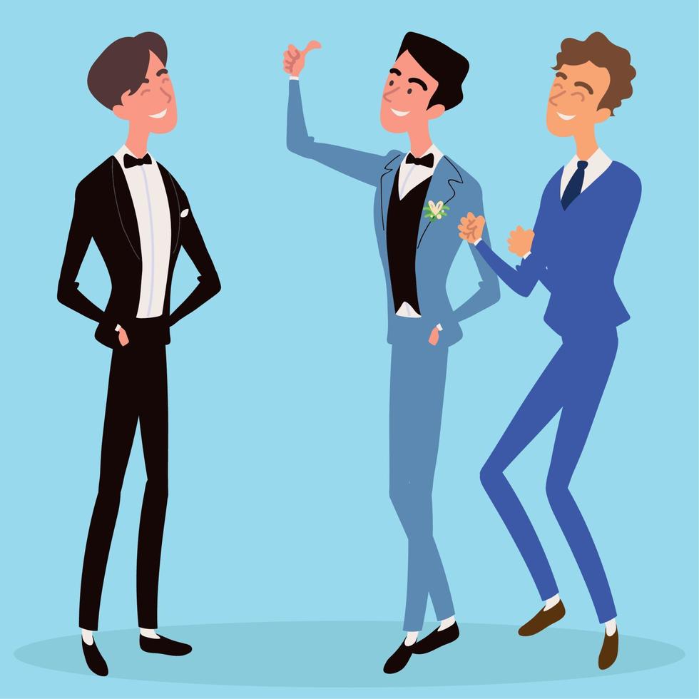 groom and groomsmen characters vector