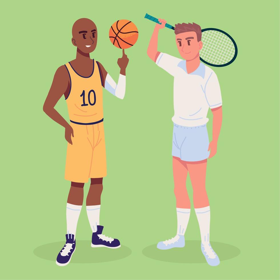 players basketball and tennis vector