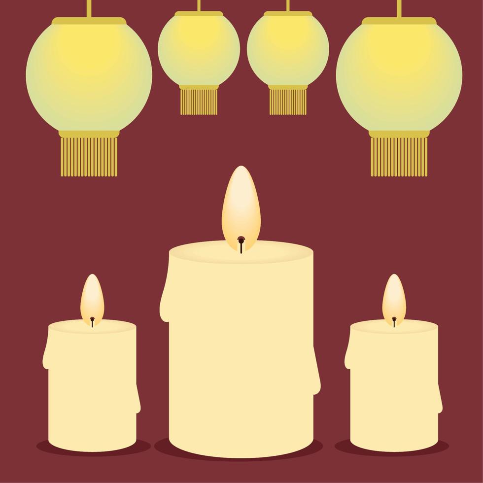 farolillos y velas tradicionales vector