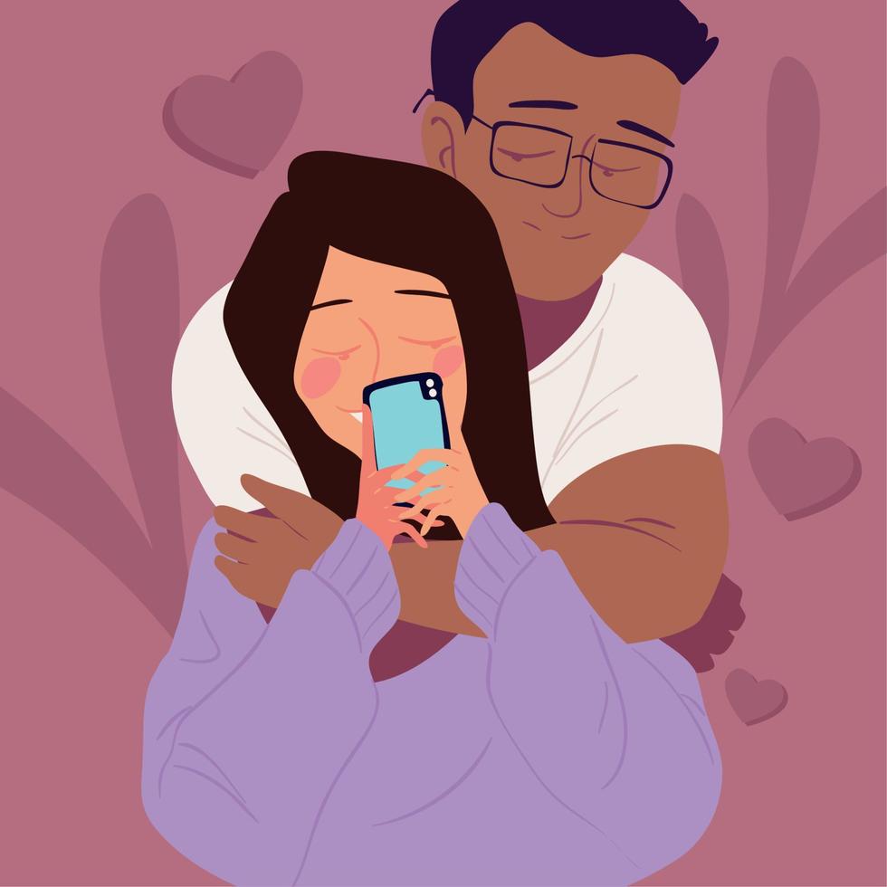 couple taking a selfie vector