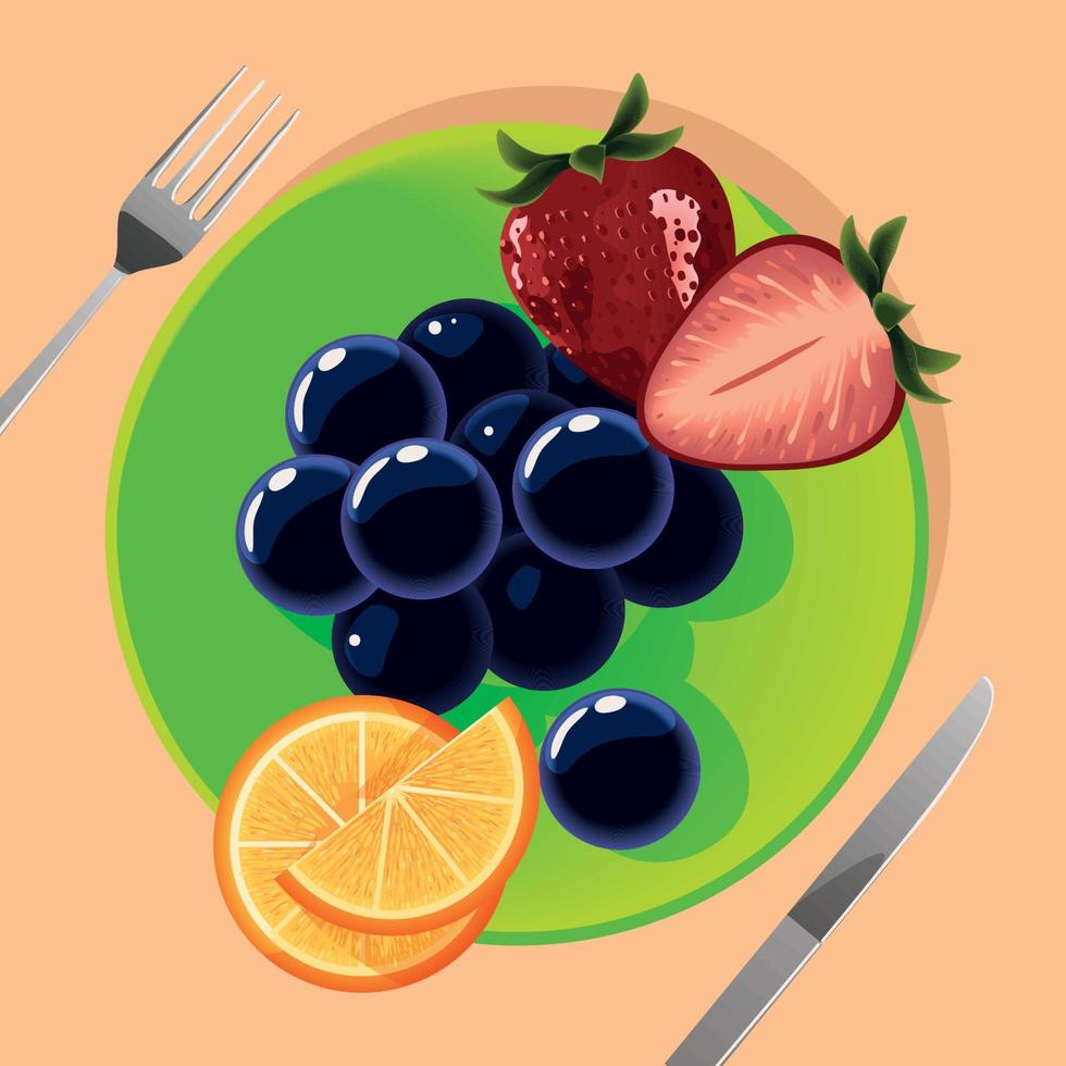 breakfast fresh fruits vector