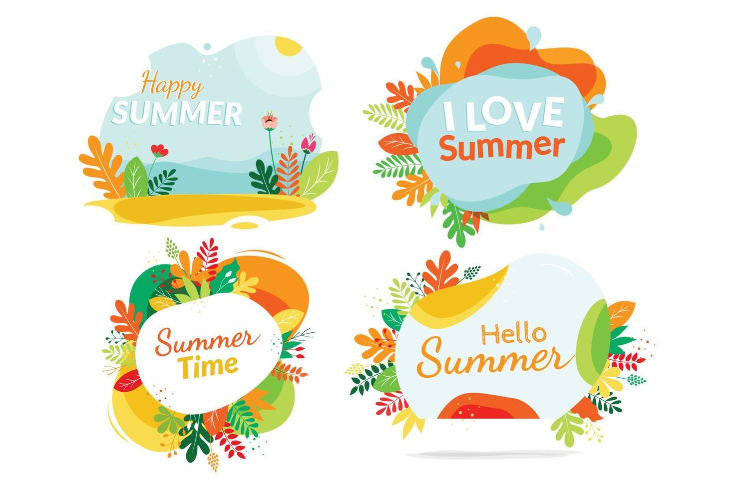 banner de saludo de temporada de verano decorado con ilustración de hojas brillantes vector
