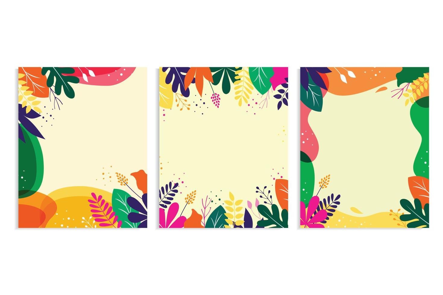 Colorful Floral Frames and Borders Decorated with Leaves and Branches vector