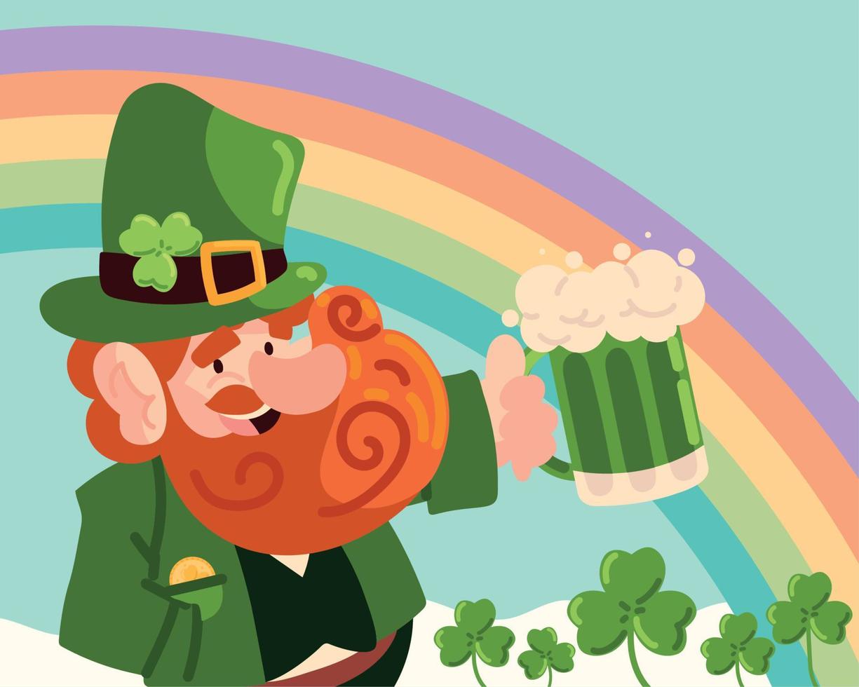 happy st patricks day leprechaun vector