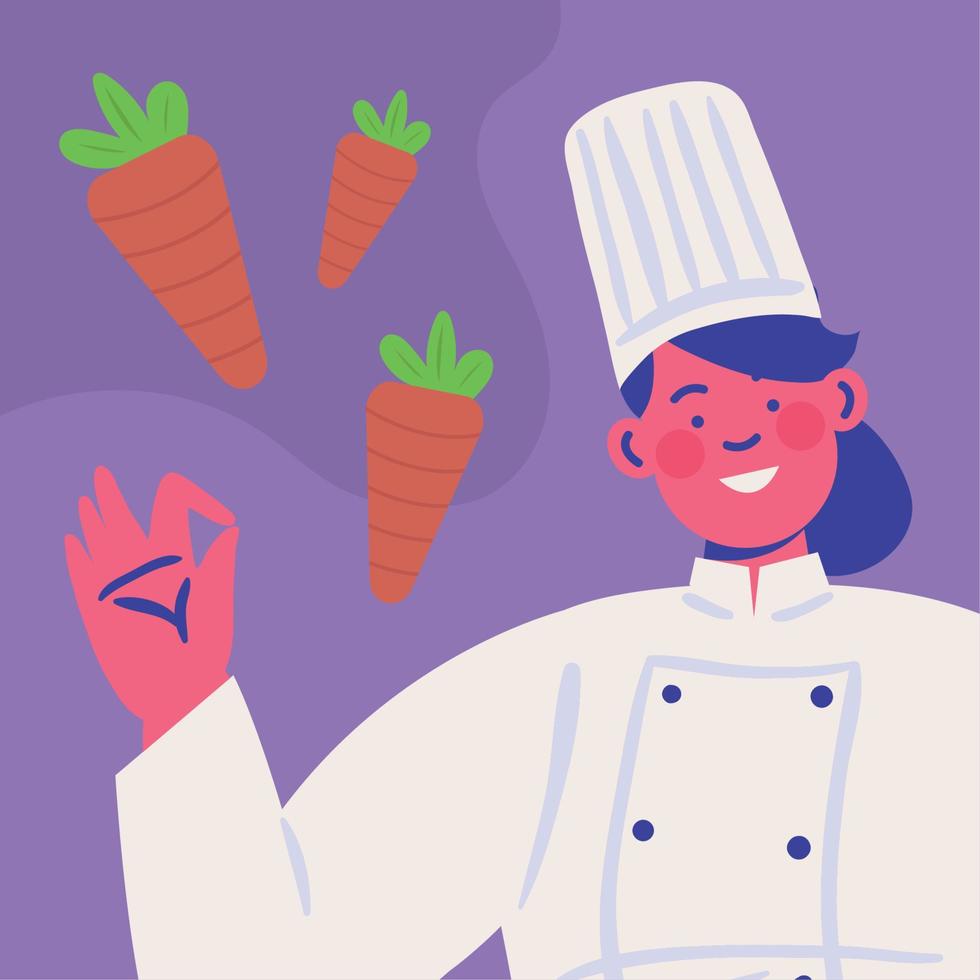 woman chef with vegetables vector