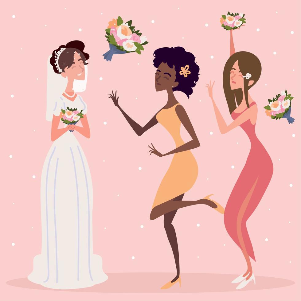 bride and bridesmaids vector