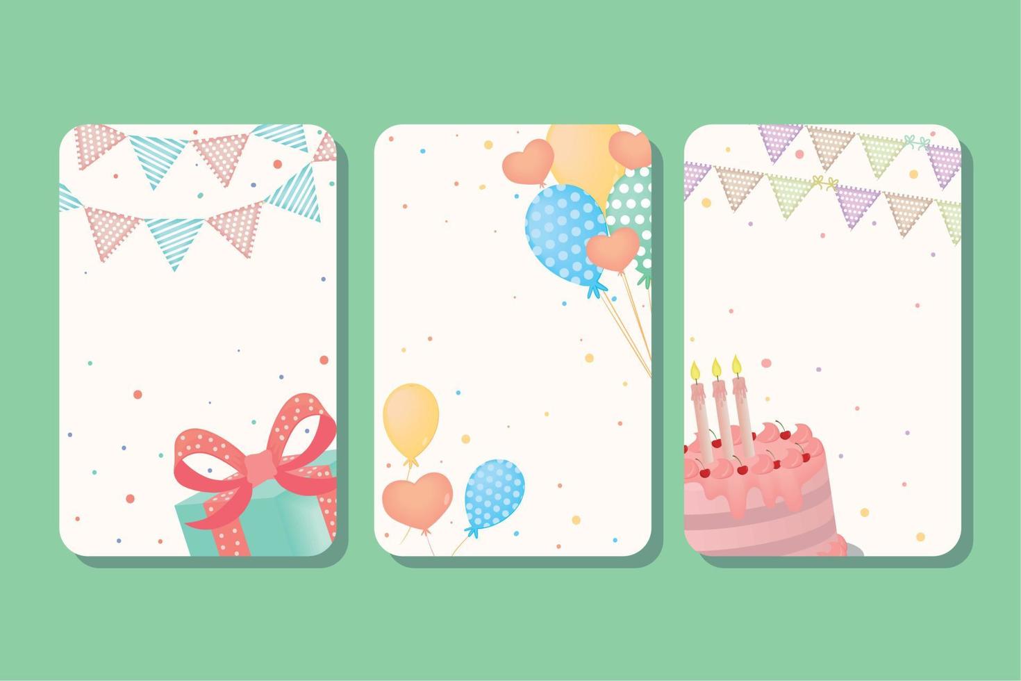 conjunto de tarjetas de cumpleaños vector