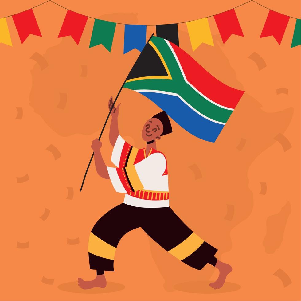 man with south africa flag vector