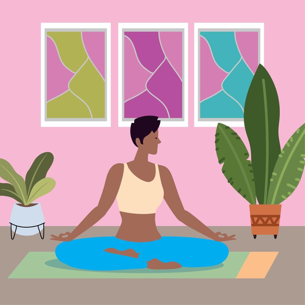 relaxing woman in meditation pose vector