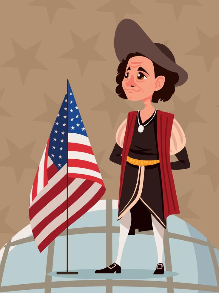 Christopher Columbus with flag vector