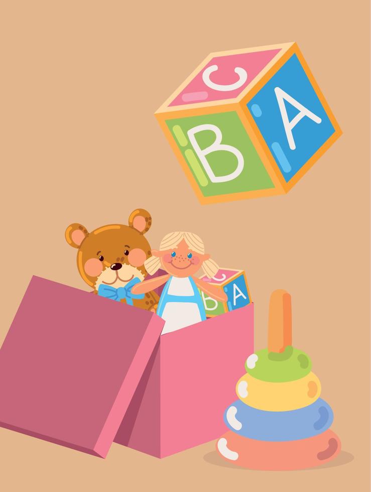 kids toys box flat vector