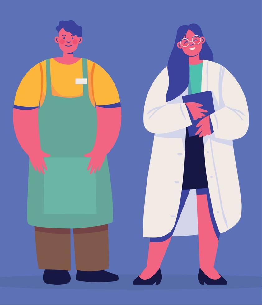 man and woman professionals vector