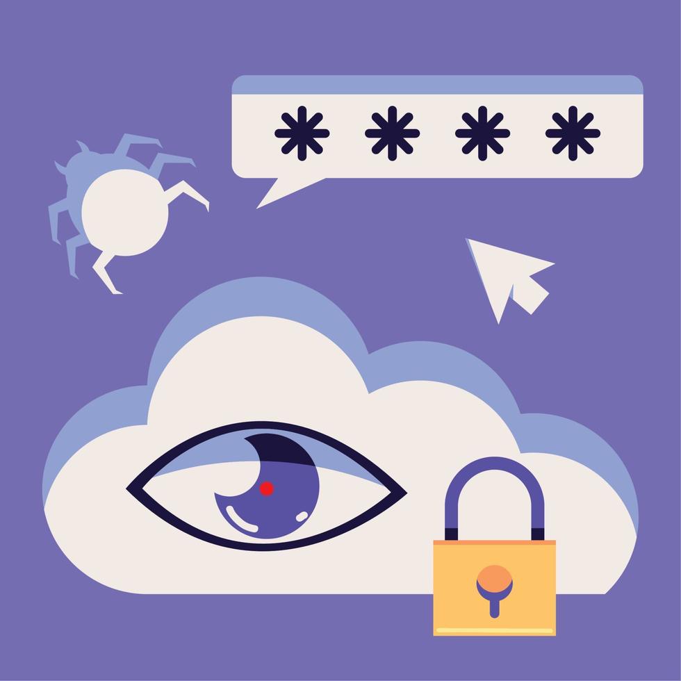 cybersecurity cloud computing vector