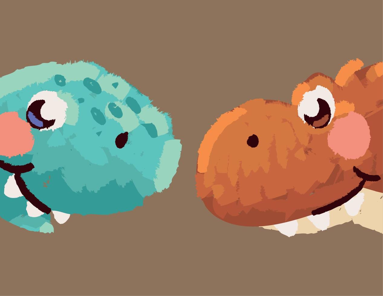 cute dinosaurs faces vector