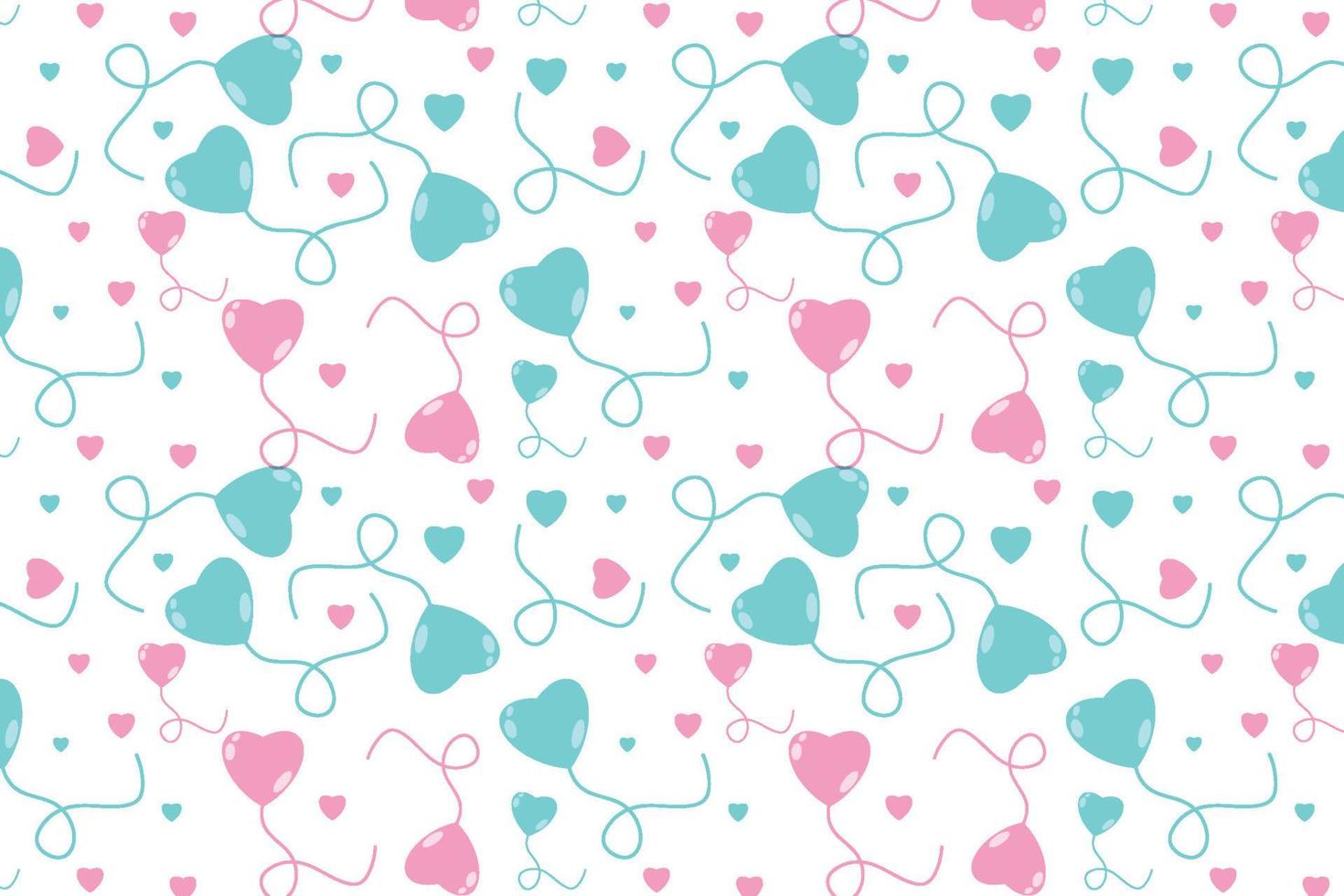 hermosa decoración de patrones de amor con formas abstractas de amor. diseño de patrón de amor sin costuras con formas de corazón rosa y verde. vector de patrón de amor abstracto para tarjetas de regalo de San Valentín y fondos.