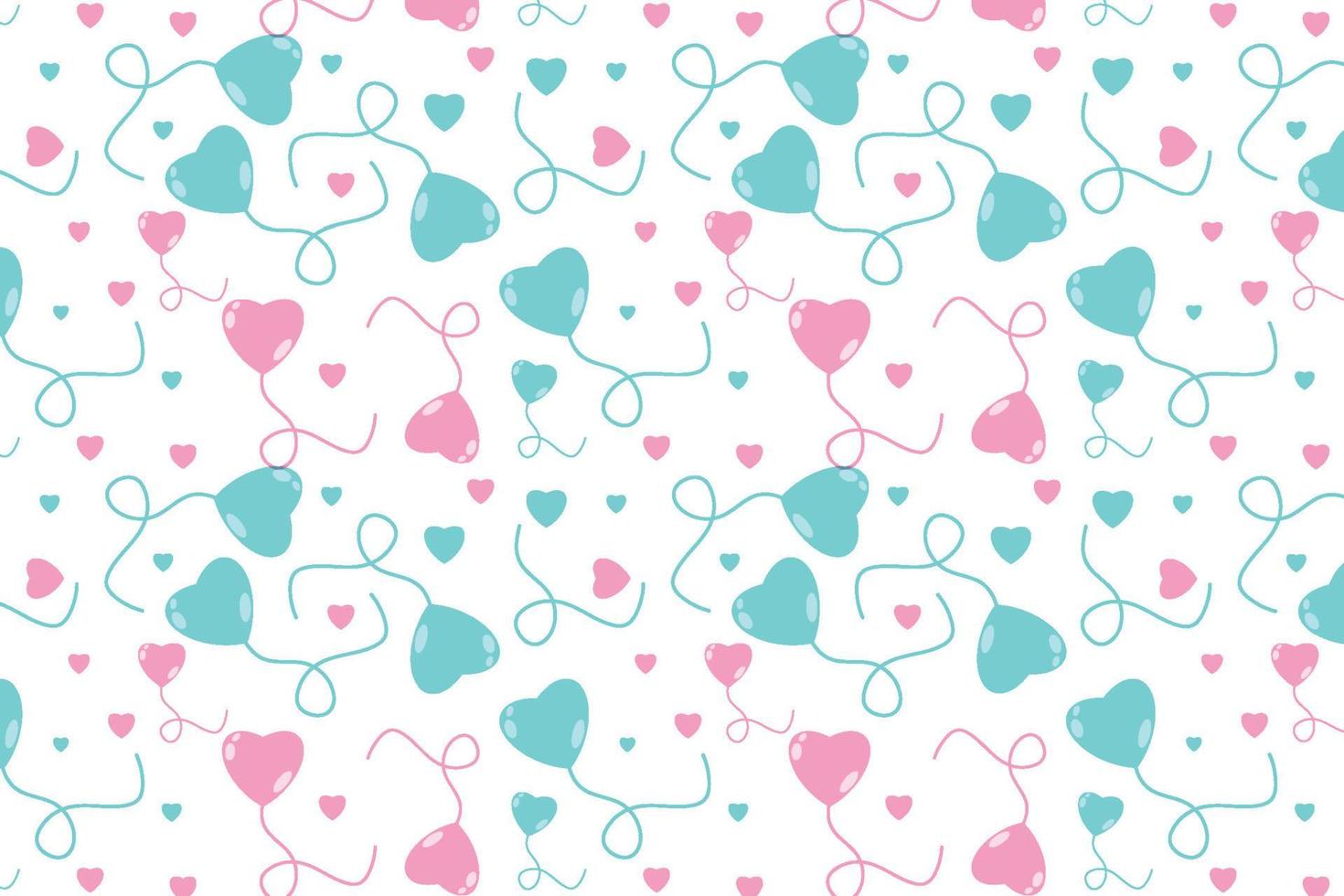 Beautiful love pattern decoration with abstract love shapes. Seamless love pattern design with pink and green heart shapes. Abstract love pattern vector for valentine gift cards and backgrounds.