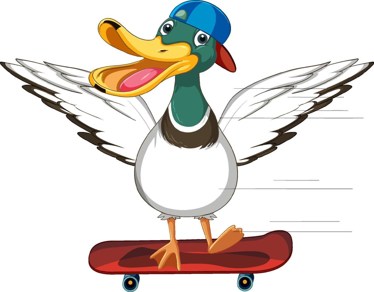 Cartoon duck on skateboard vector
