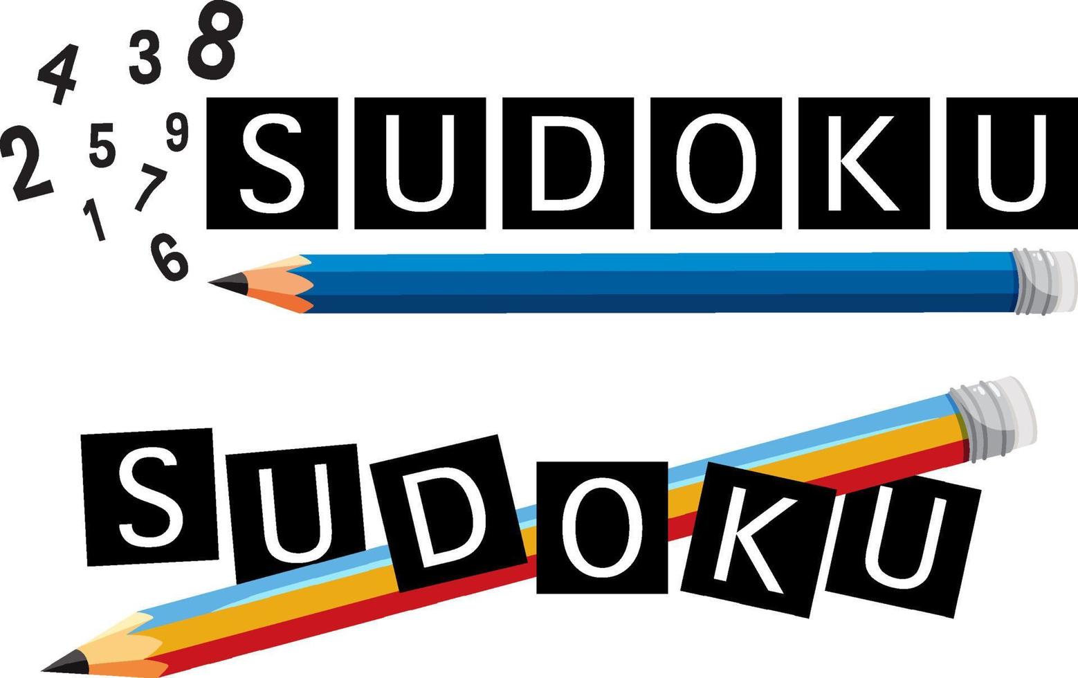 Sudoku logo design with pencils vector