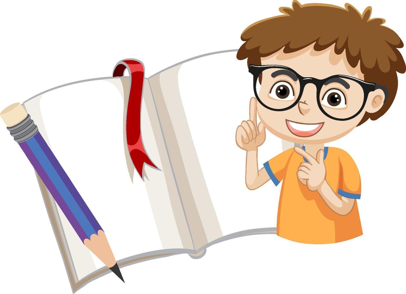 Student boy with opened book vector