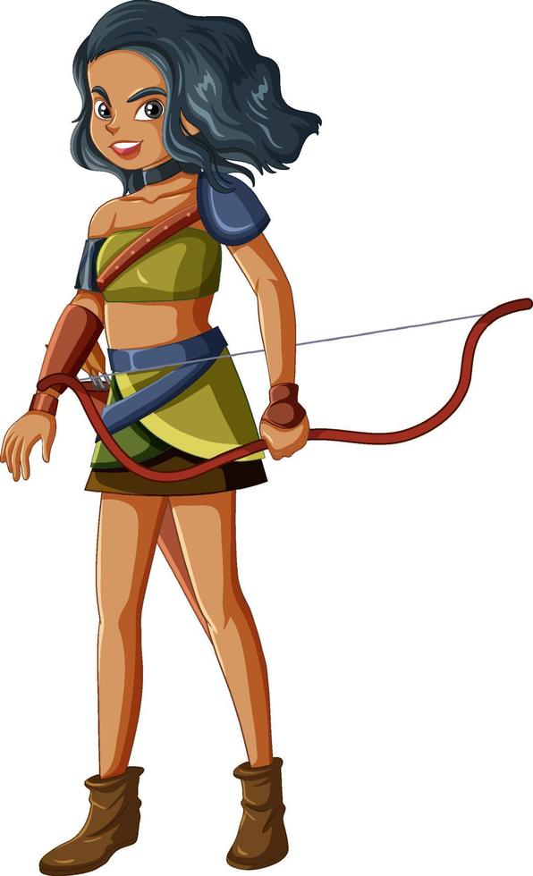 Archer woman cartoon character vector