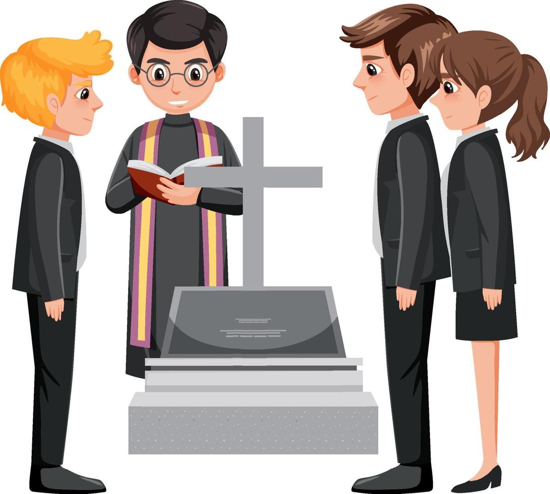 People in funeral ceremony vector