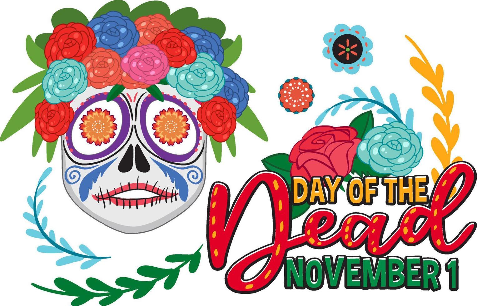 Day of the dead with calaca skull vector