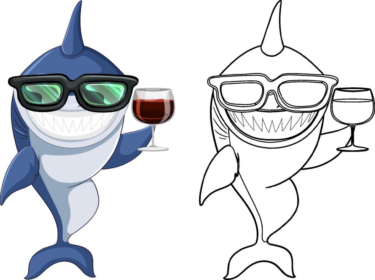 Doodle animal character for shark vector