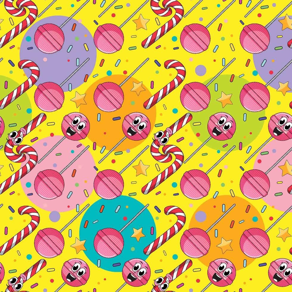 Sweet candy and lollipop seamless pattern vector