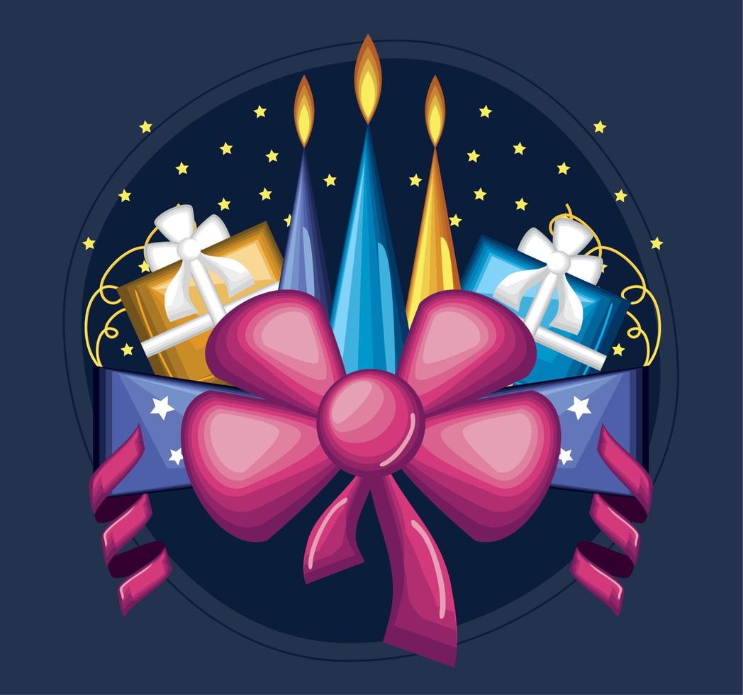 velas de cumpleaños y regalos vector