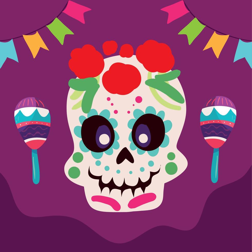 calavera de azucar mexico vector