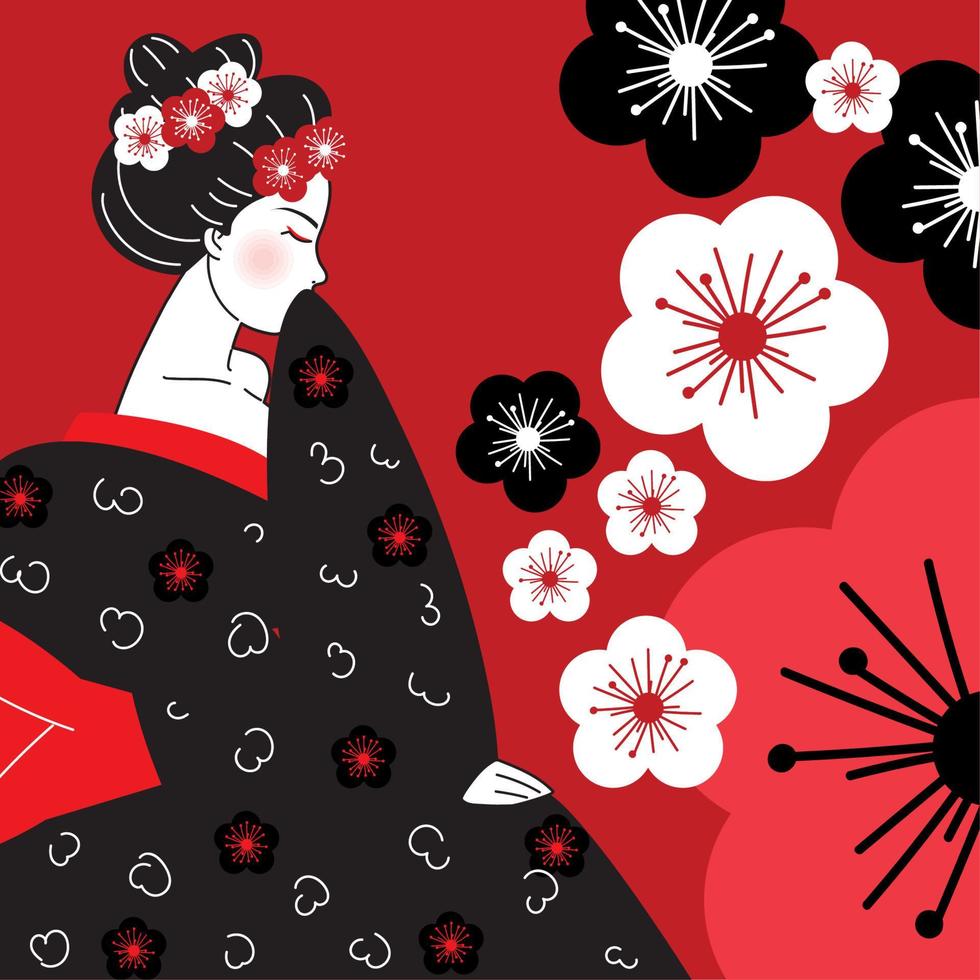hermoso personaje de geisha vector